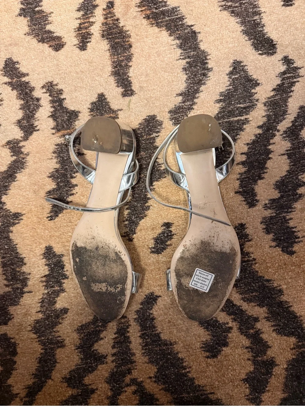 Miu Miu Metallic Silver Ankle-Strap block heels Sandals